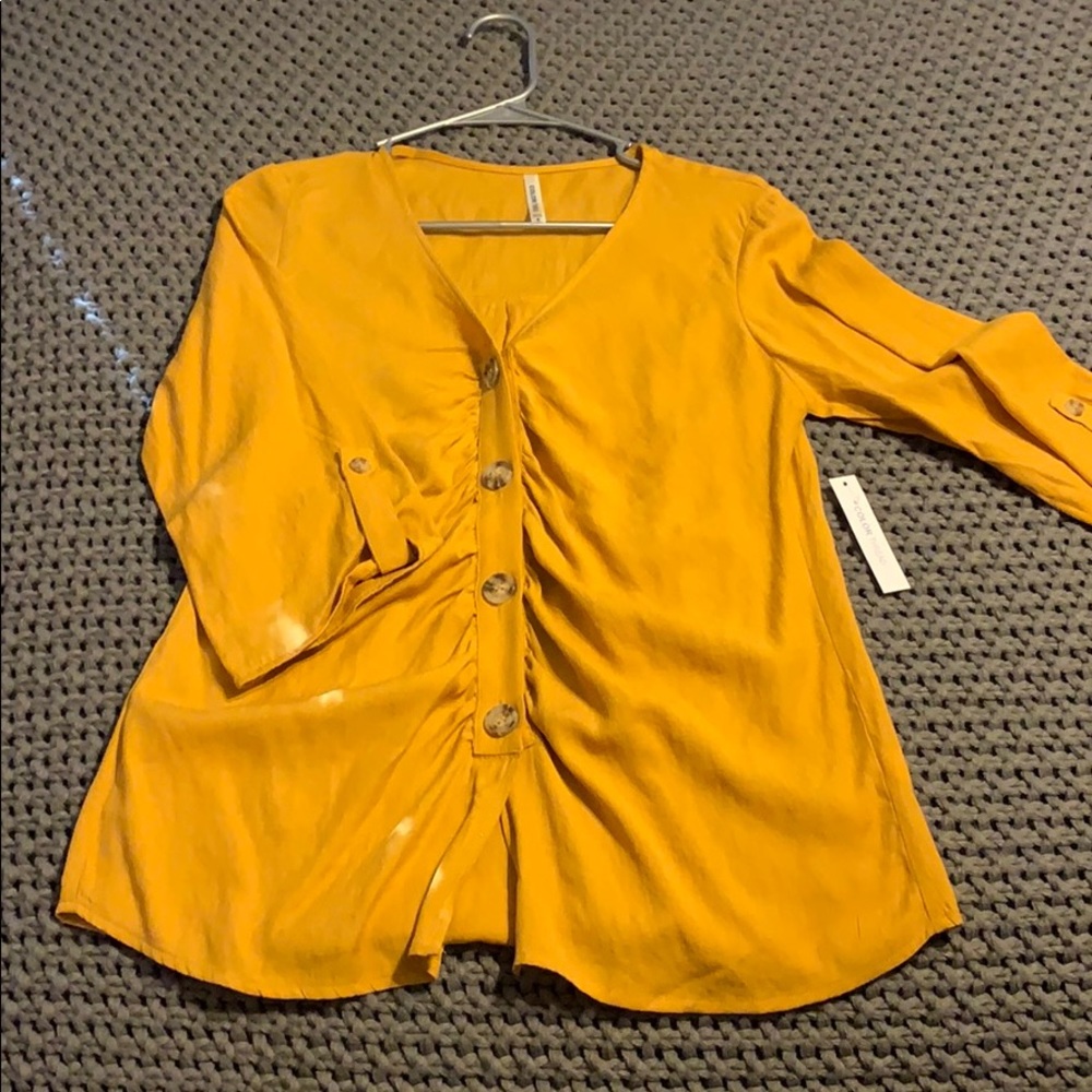 Button up mustard blouse